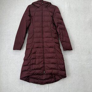 Patagonia Down Coat Womens Small Maroon Hooded Quilted Full Zip Parka Jacket